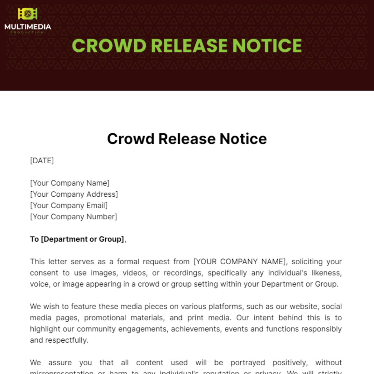 Crowd Release Notice Template - Edit Online & Download