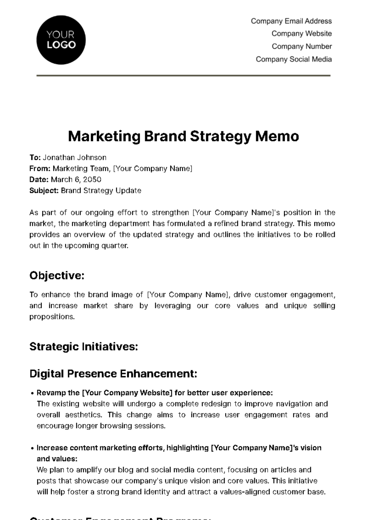 Free Marketing Brand Strategy Memo Template