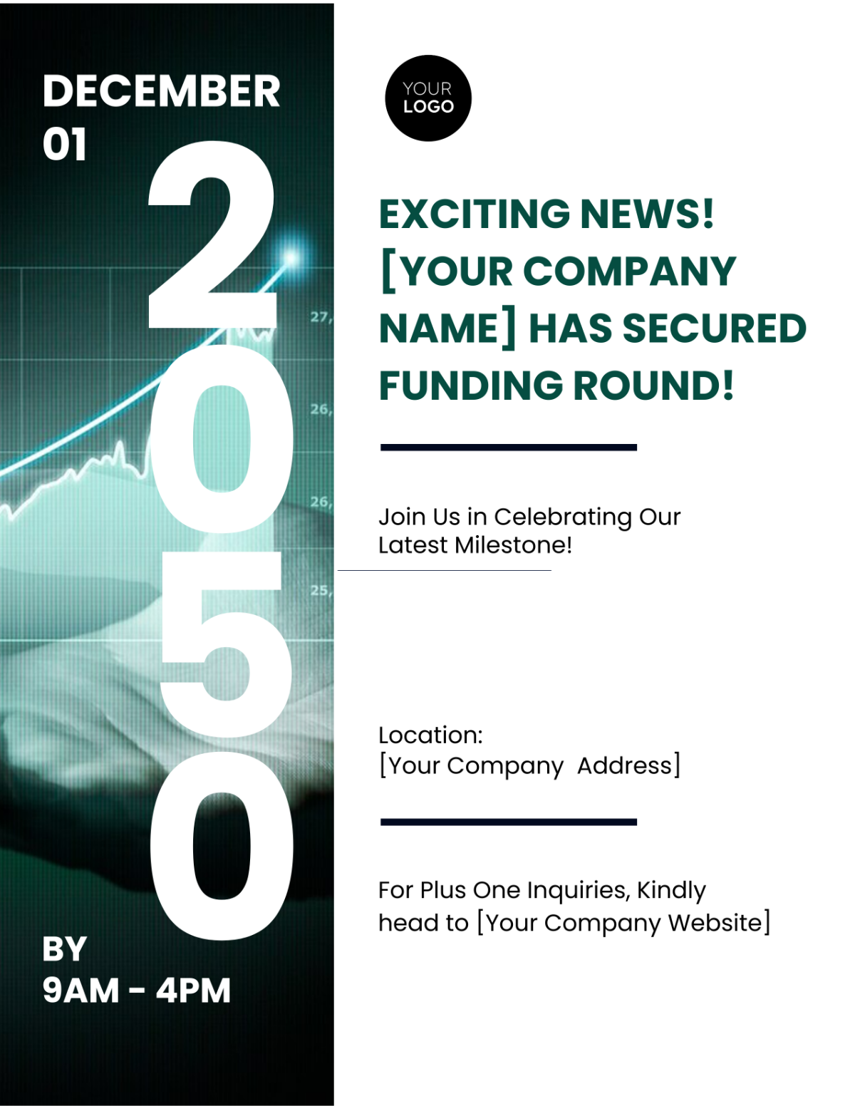 Funding Round Announcement Flyer Template