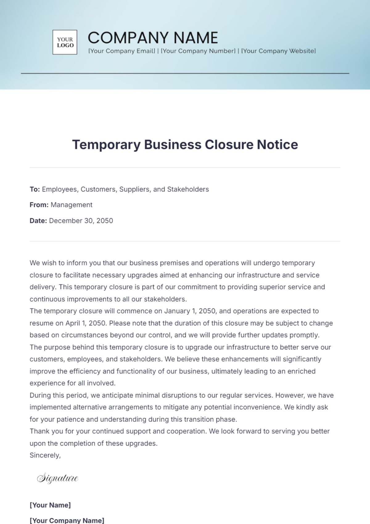 Business Notice Template - Edit Online & Download