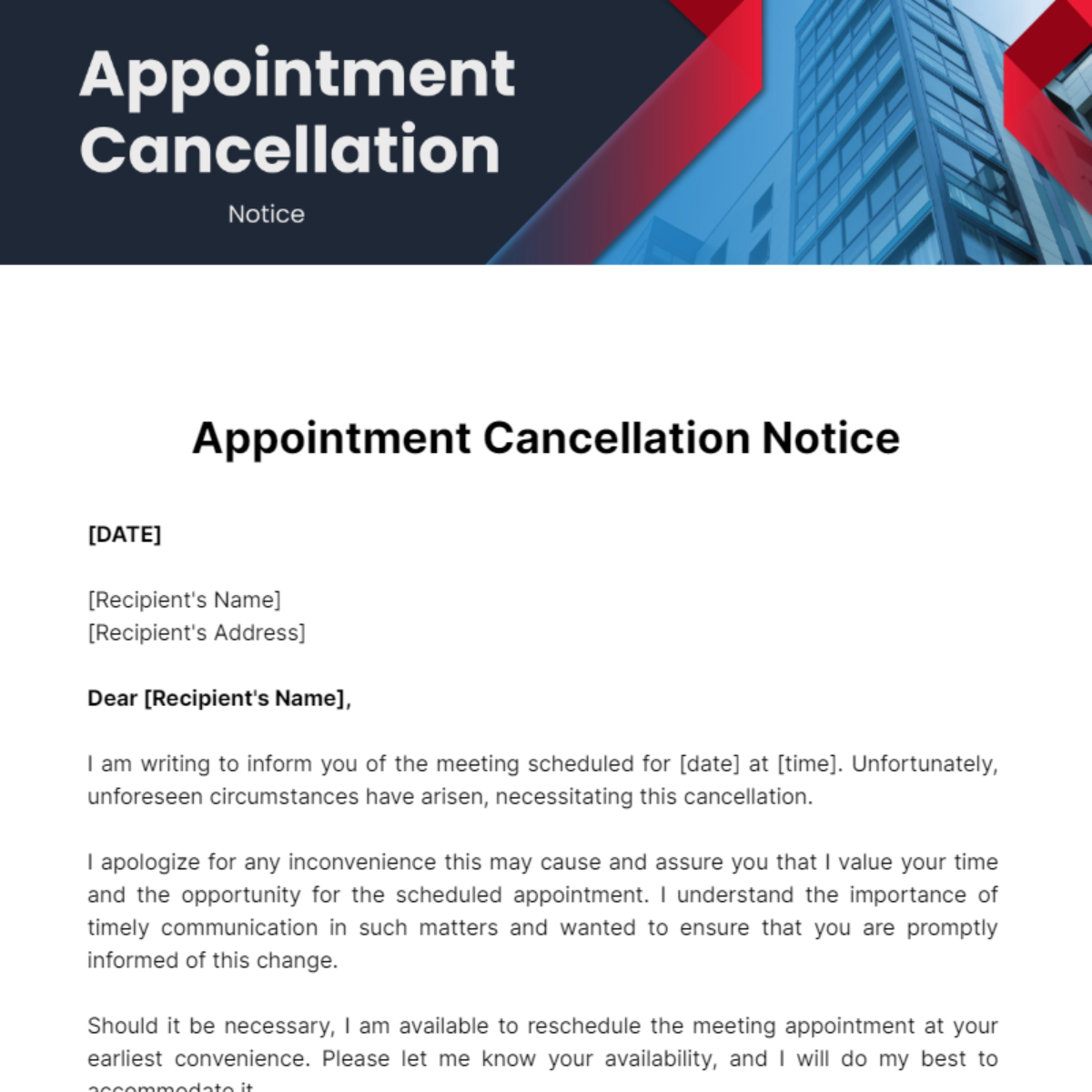 Appointment Cancellation Notice Template - Edit Online & Download