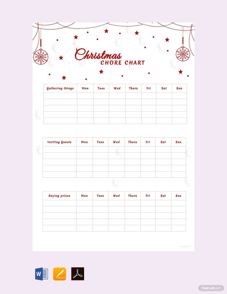 Christmas Chore Chart Template