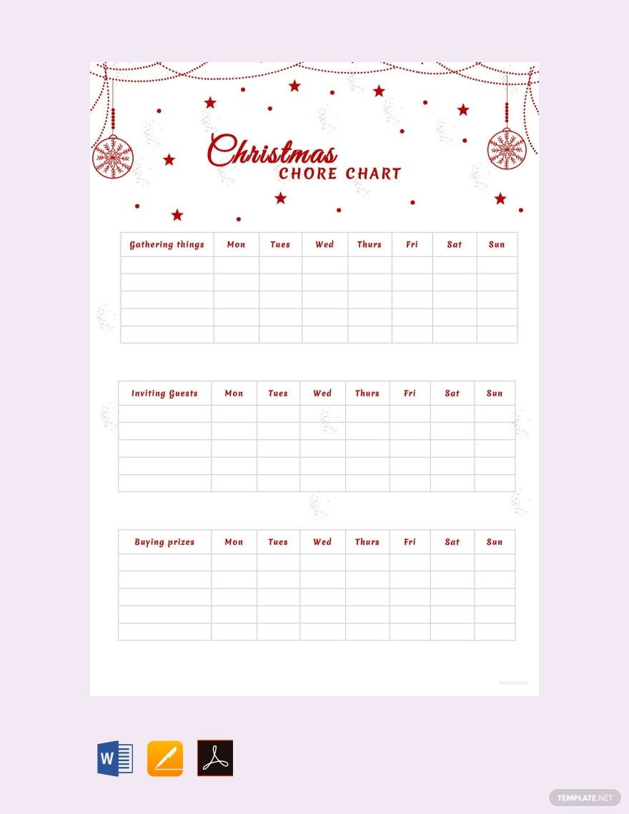 Christmas Chore Chart Template in Word, Pages, PDF, Google Docs - Download | Template.net