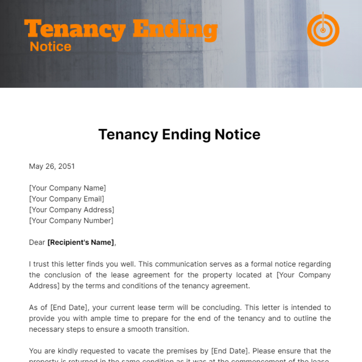 Tenancy Ending Notice Template - Edit Online & Download