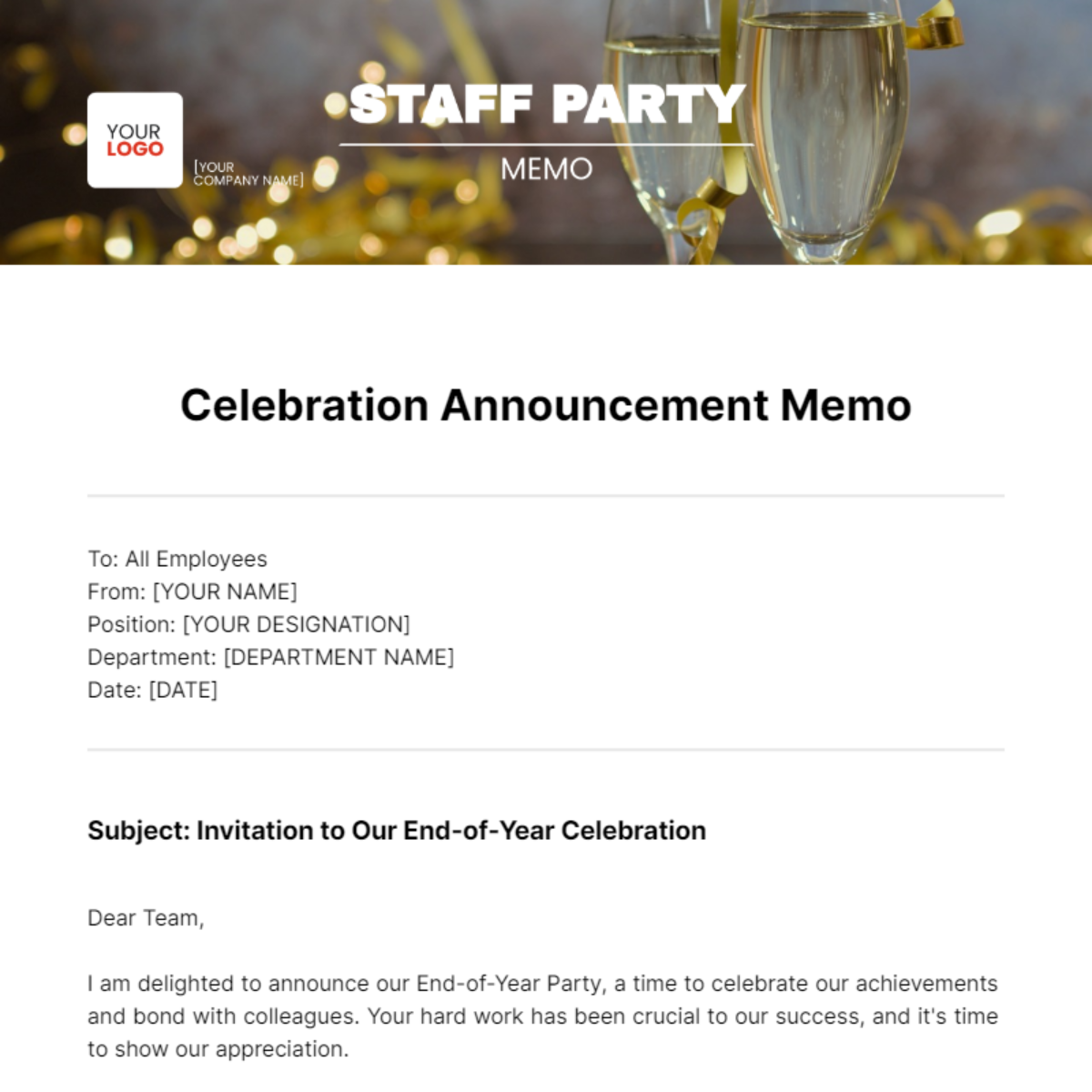 Staff Party Memo Template - Edit Online & Download