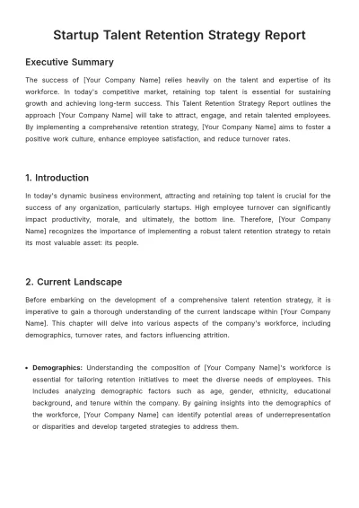 Free Startup Talent Retention Strategy Report Template to Edit Online