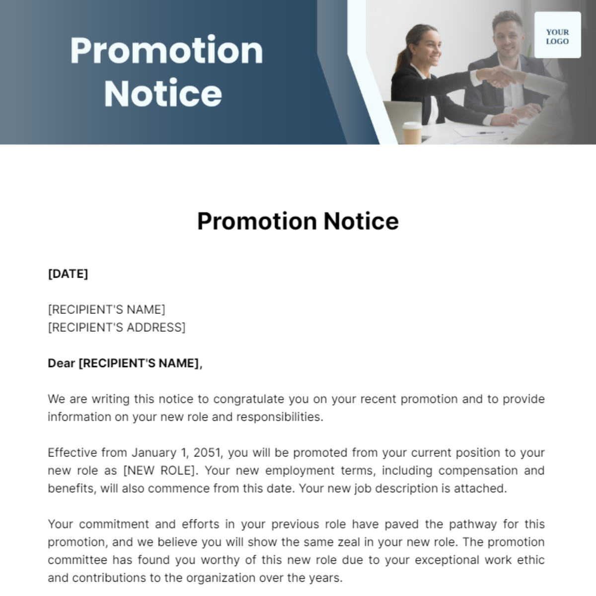 Promotion Notice Template - Edit Online & Download