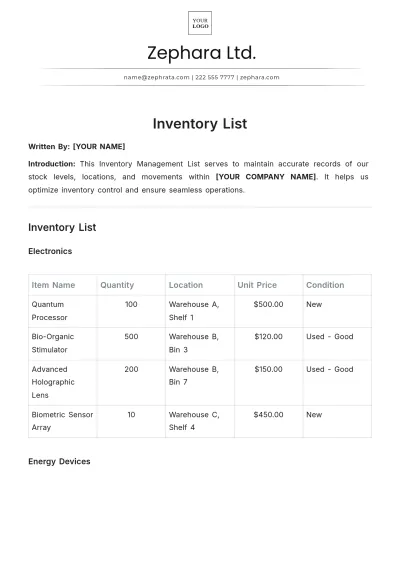 Free Printable Inventory List Template to Edit Online