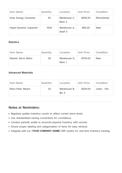 Free Printable Inventory List Template to Edit Online