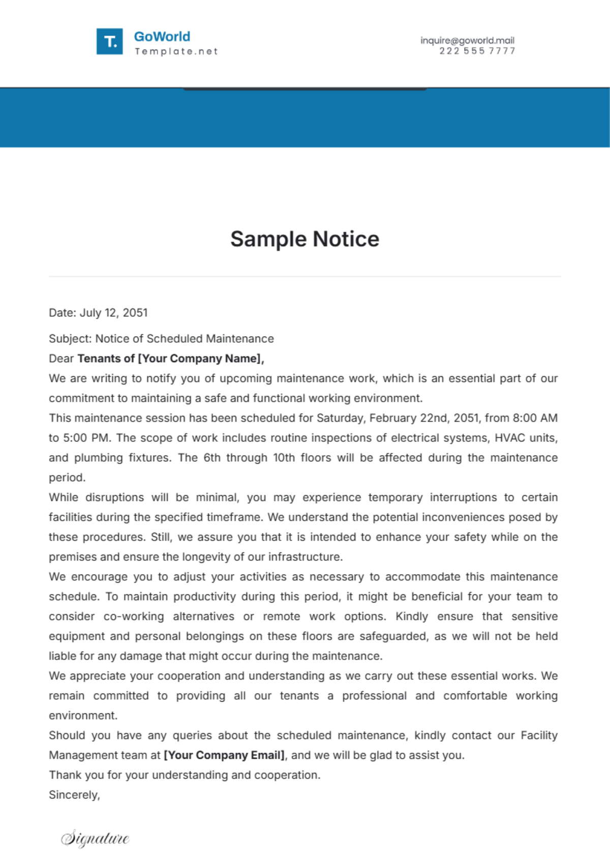 Sample Notice Template - Edit Online & Download