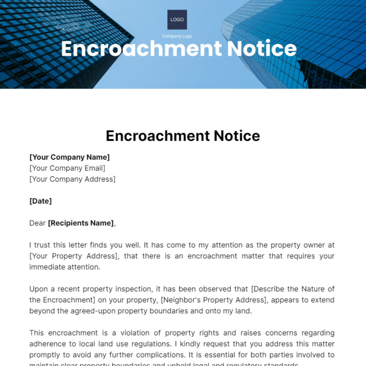 Encroachment Notice Template - Edit Online & Download