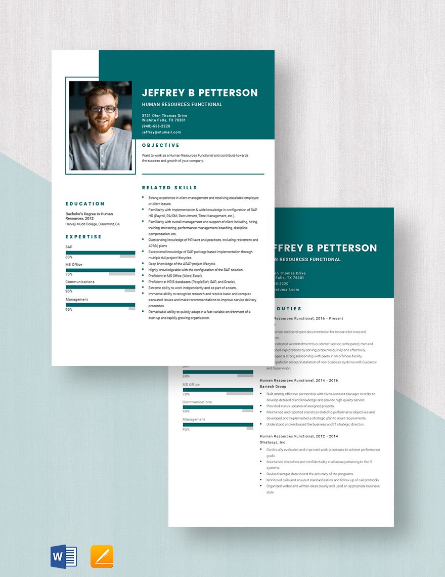 Human Resources Functional Resume