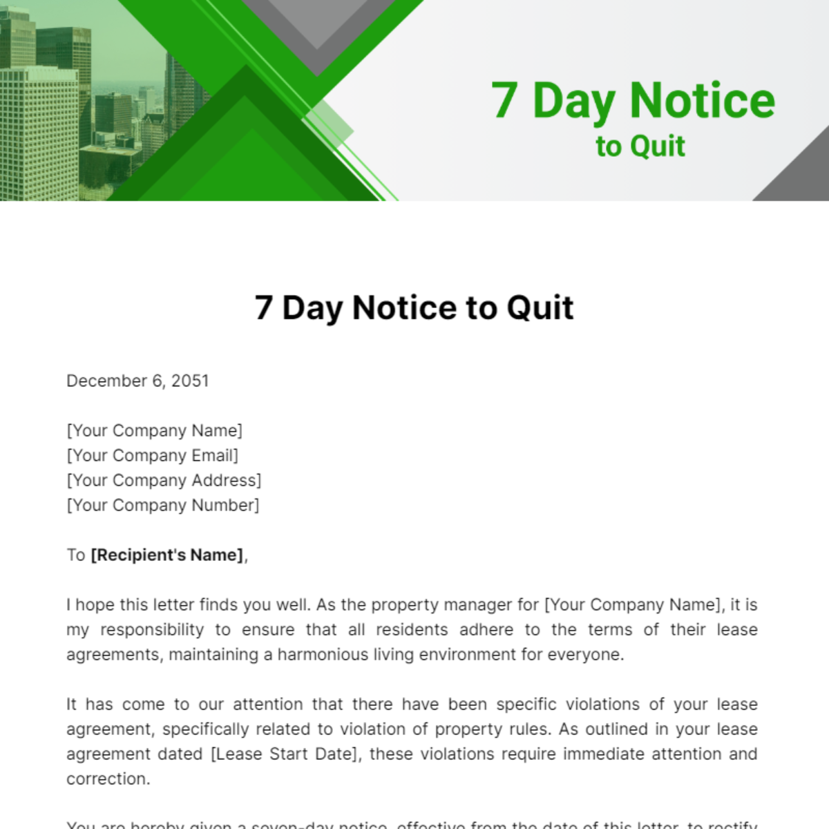 7 Day Notice to Quit Template - Edit Online & Download