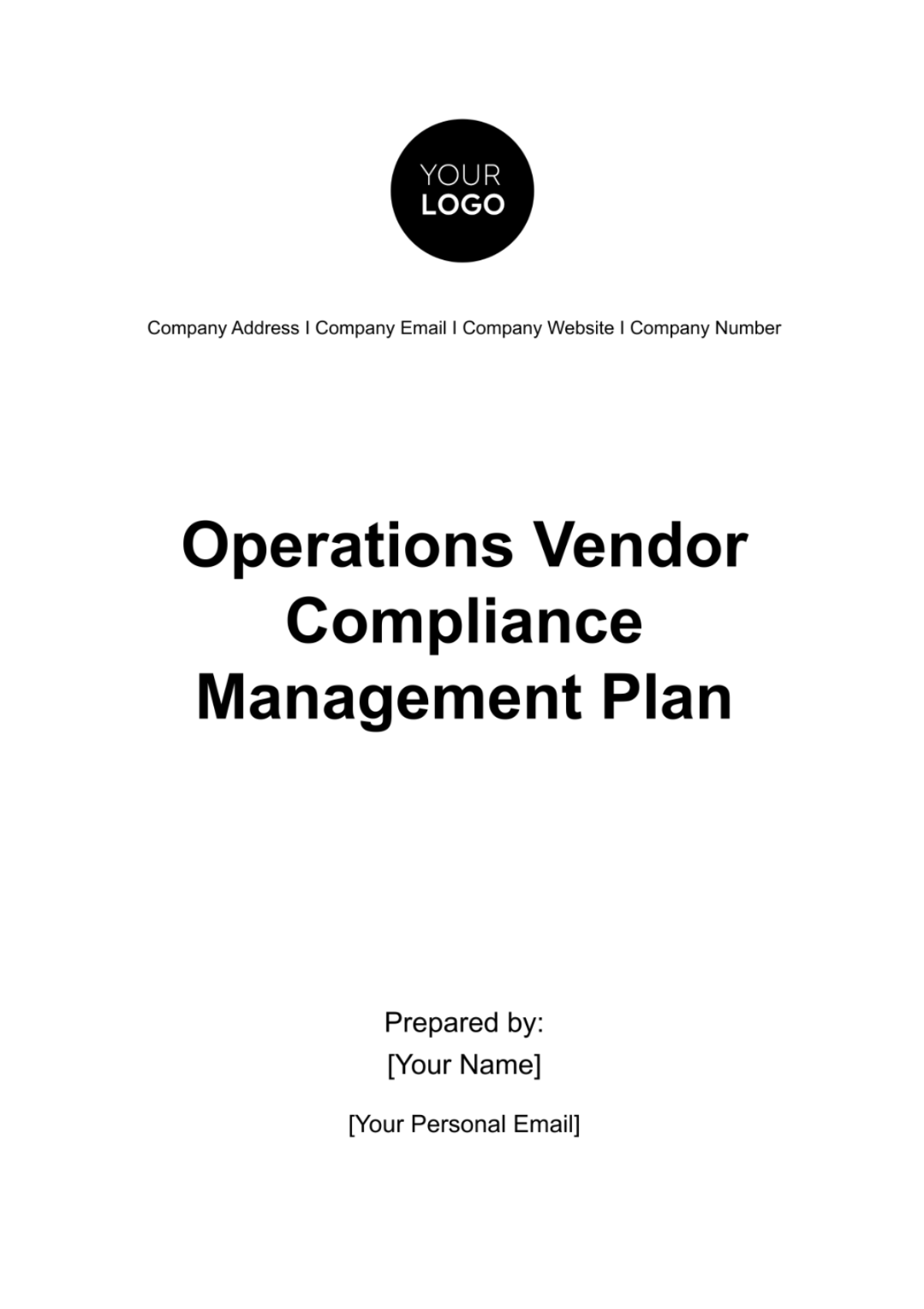 Operations Vendor Compliance Management Plan Template