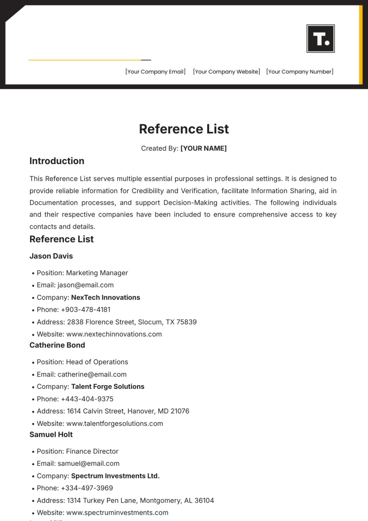 Reference List Template - Edit Online & Download