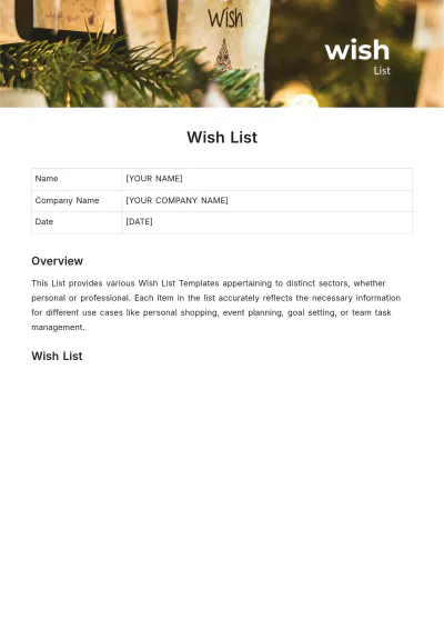 Free Wish List Template to Edit Online