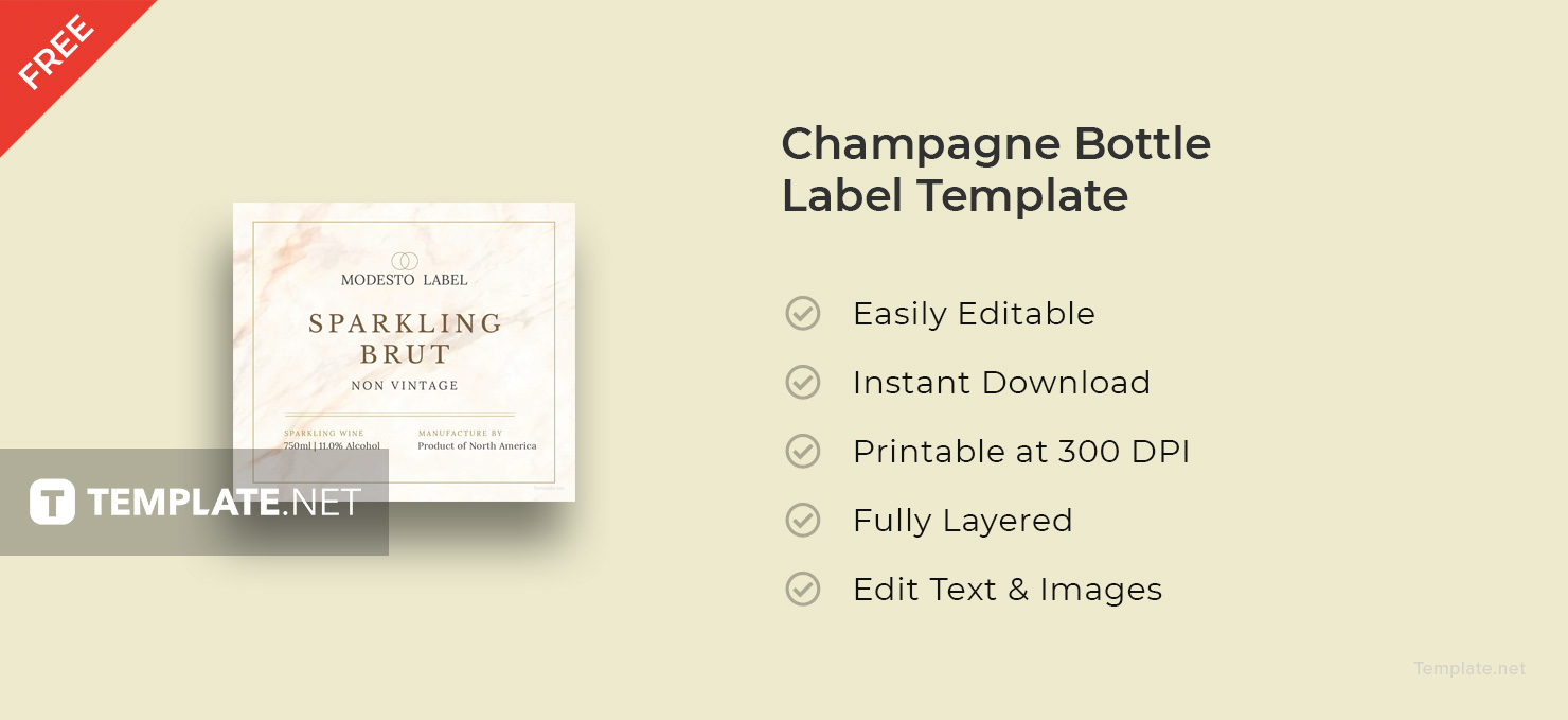 Champagne Bottle Label Template in Adobe Illustrator