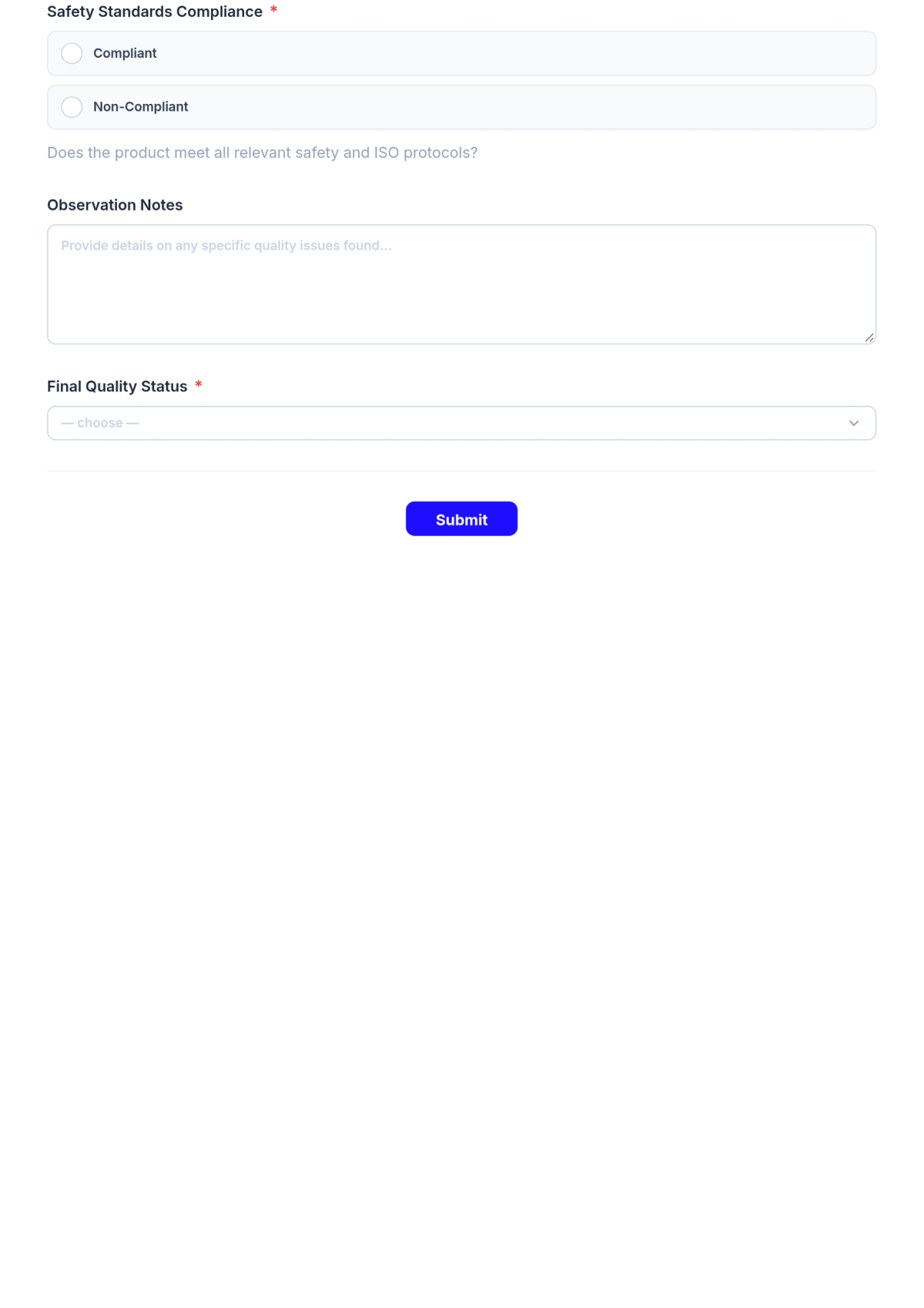 Free Operations Product Quality Assessment Form Template & AI Maker Free Operations Product Quality Assessment Form Template & AI Maker