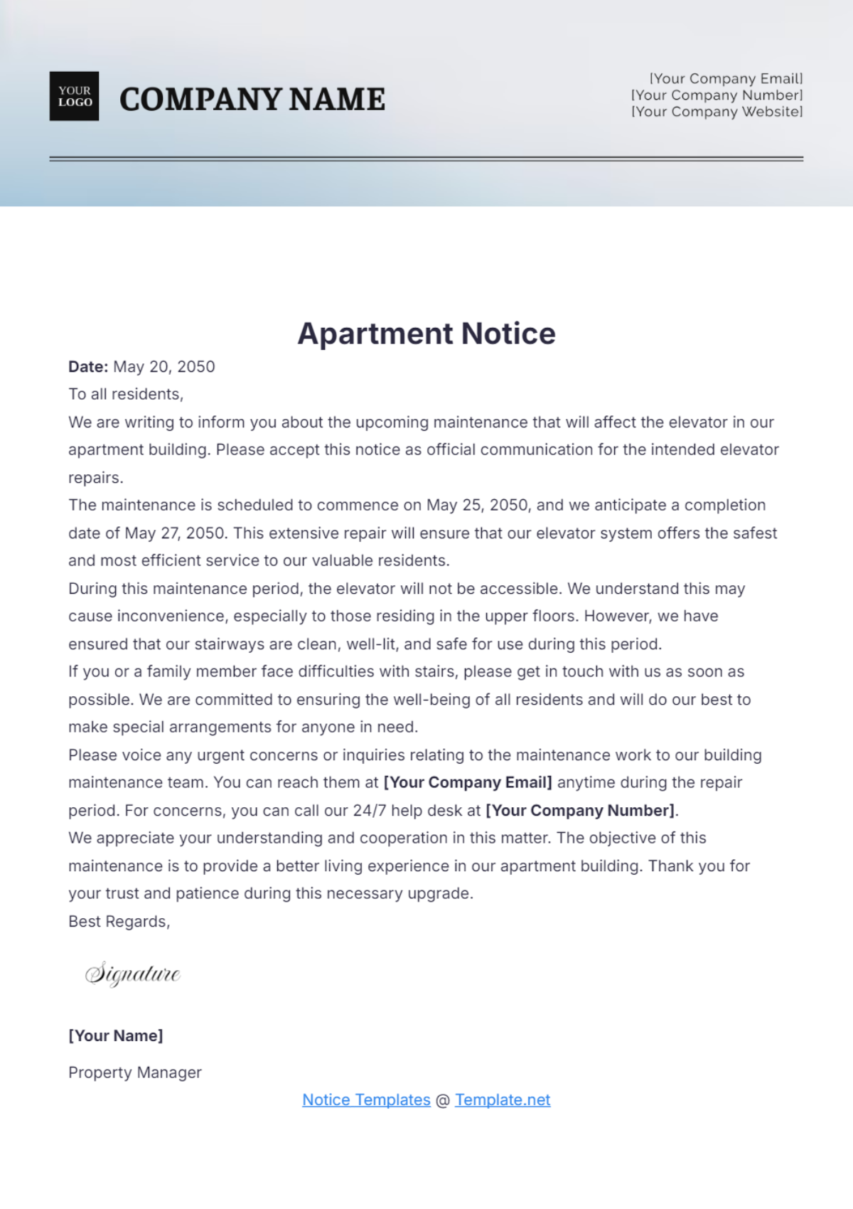 Apartment Notice Template - Edit Online & Download