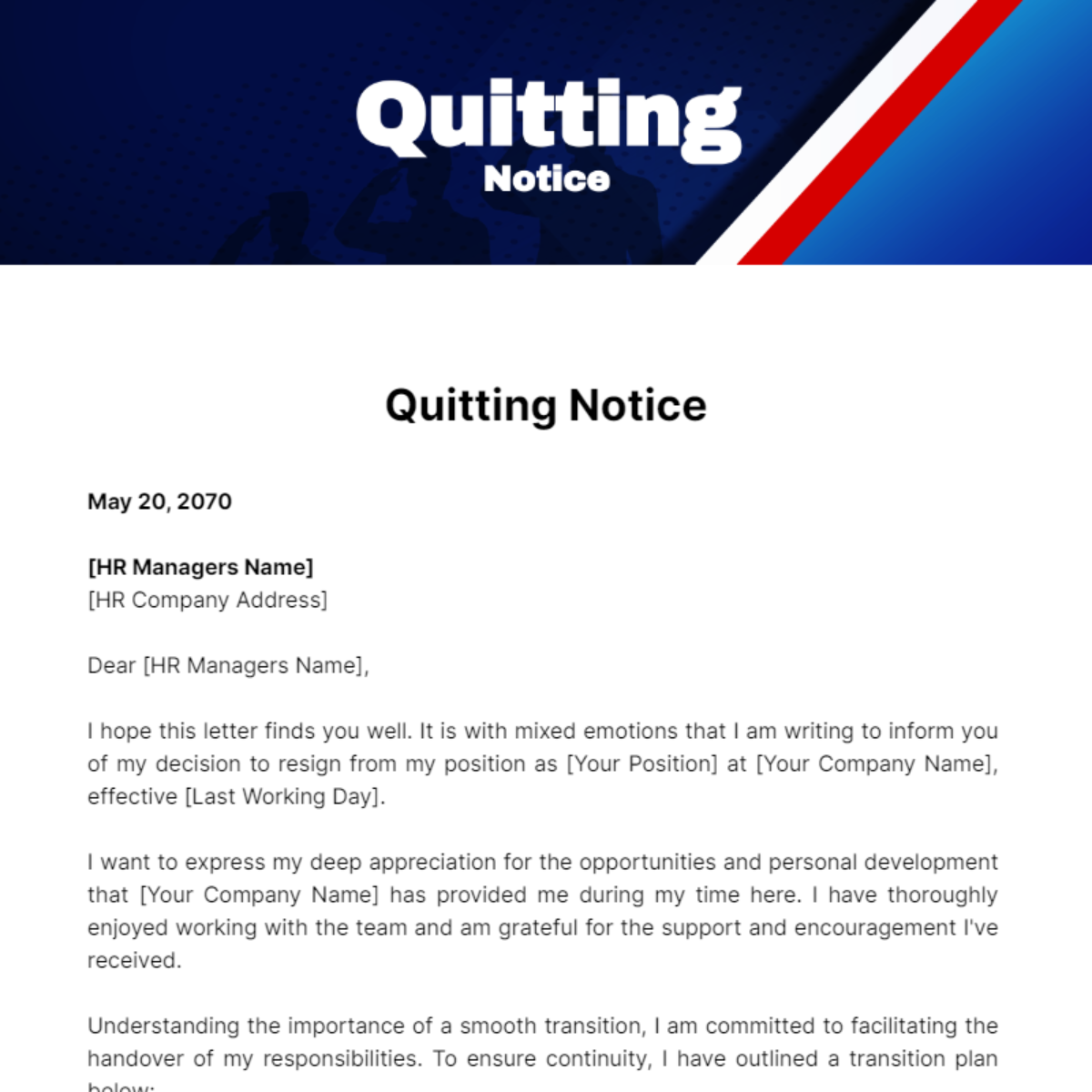 Quitting Notice Template - Edit Online & Download