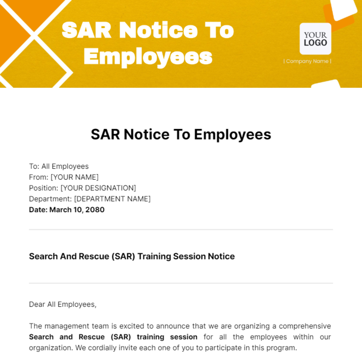 Free SAR Notice To Employees Template