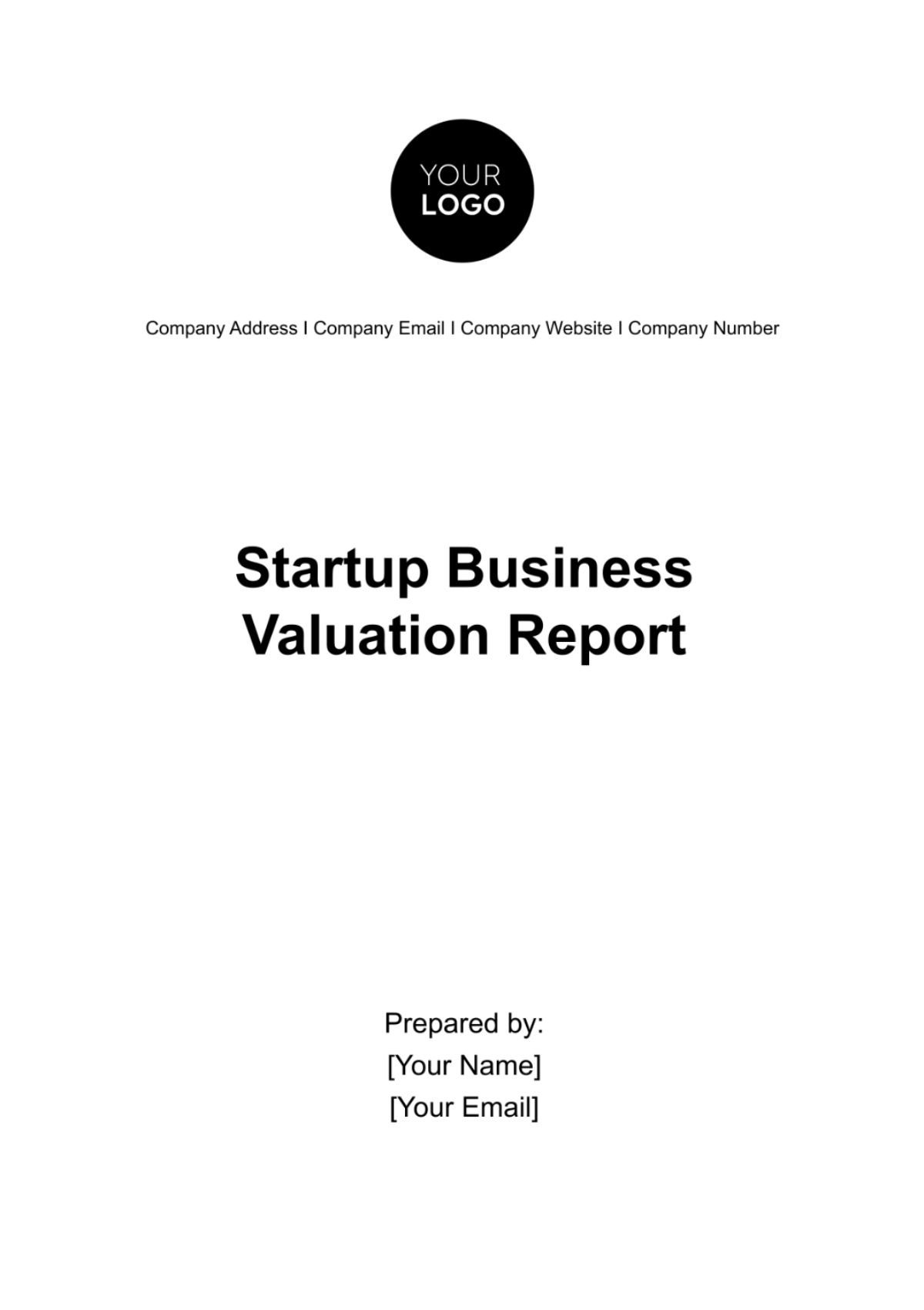 Startup Business Valuation Report Template