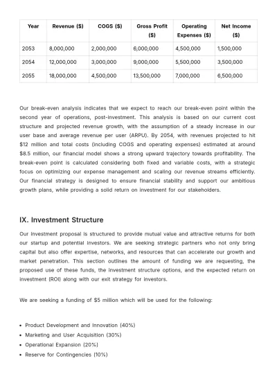 Free Startup Investment Proposal Template to Edit Online
