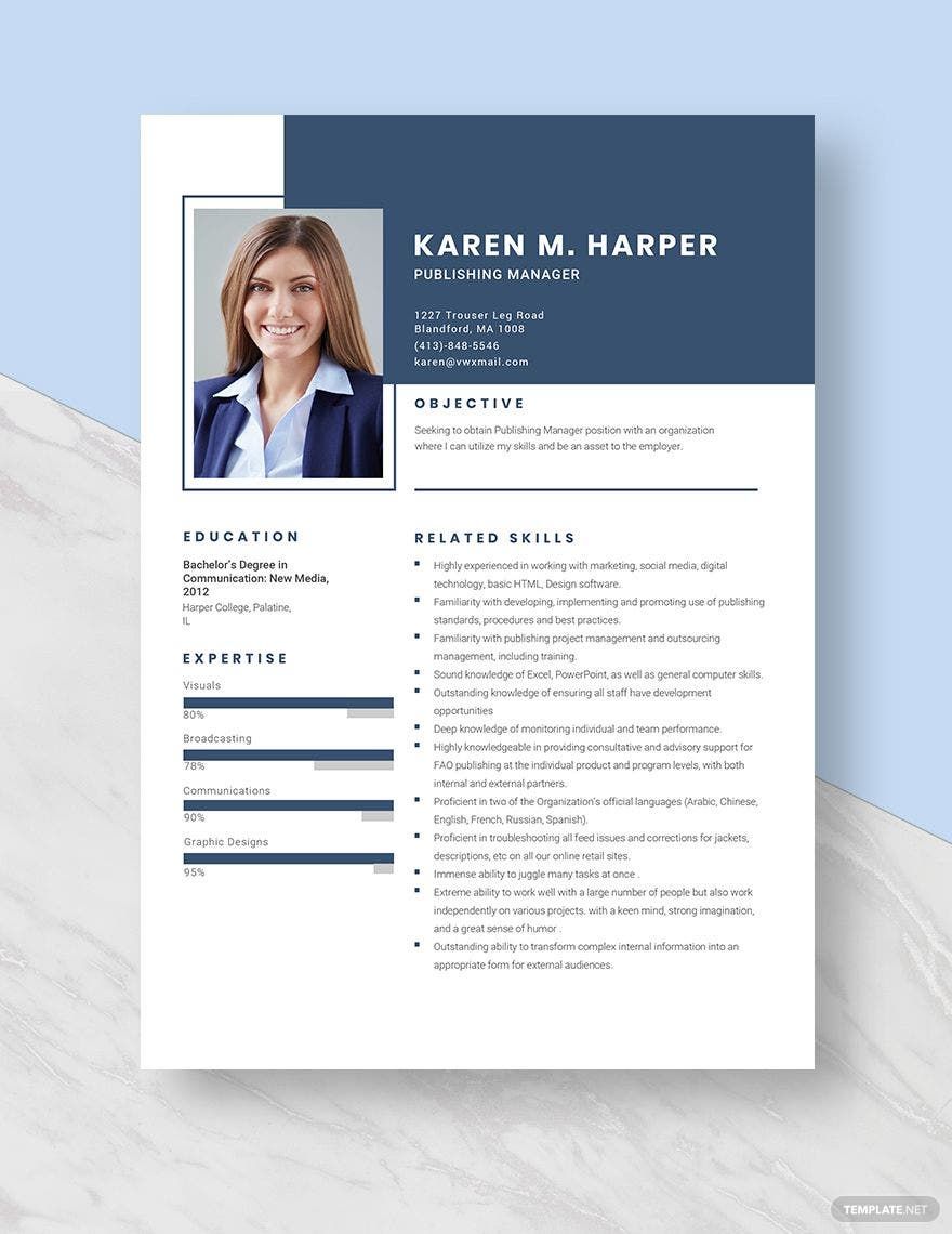 Free Publishing Manager Resume in Word, Apple Pages