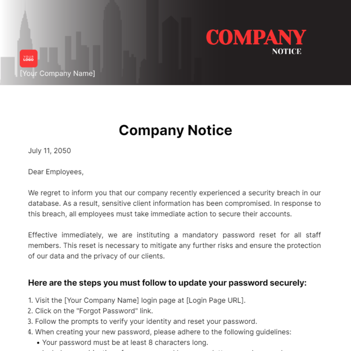 Company Notice Template - Edit Online & Download