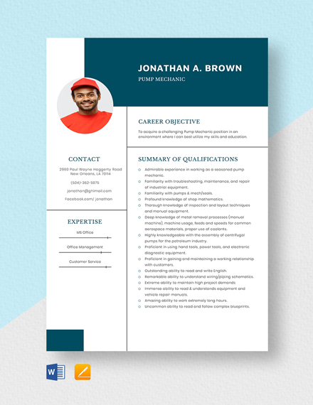 Bus Mechanic Resume/CV Template - Word | Apple Pages