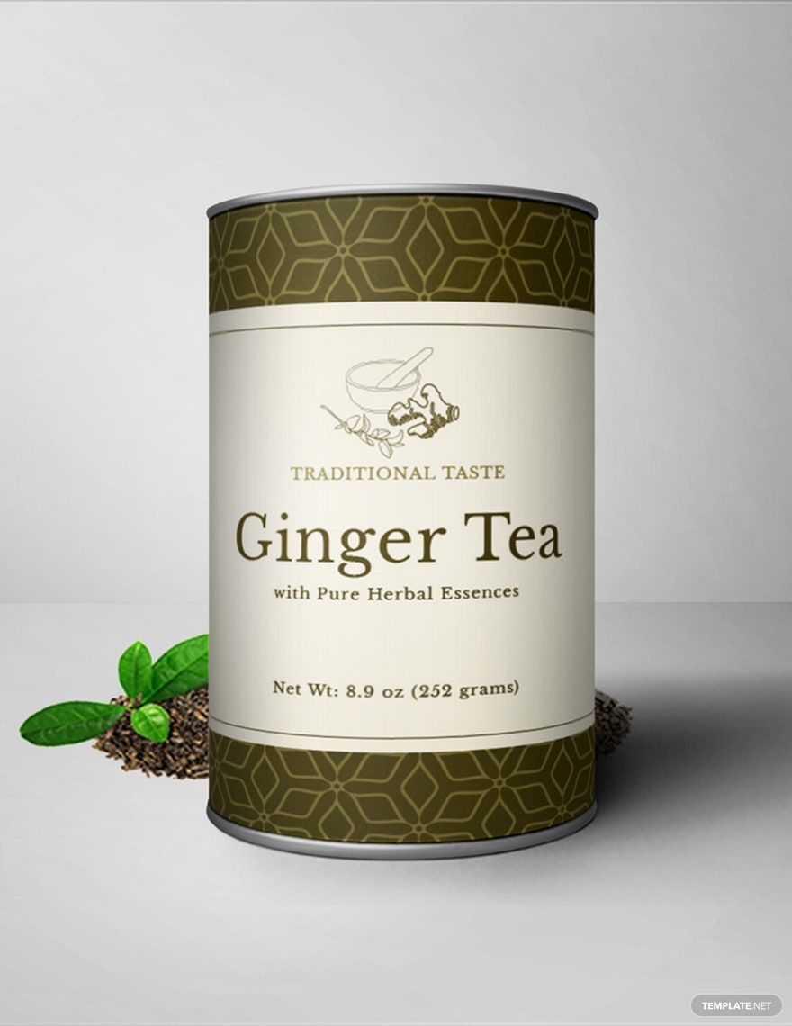 Ginger Tea Bottle Label Template