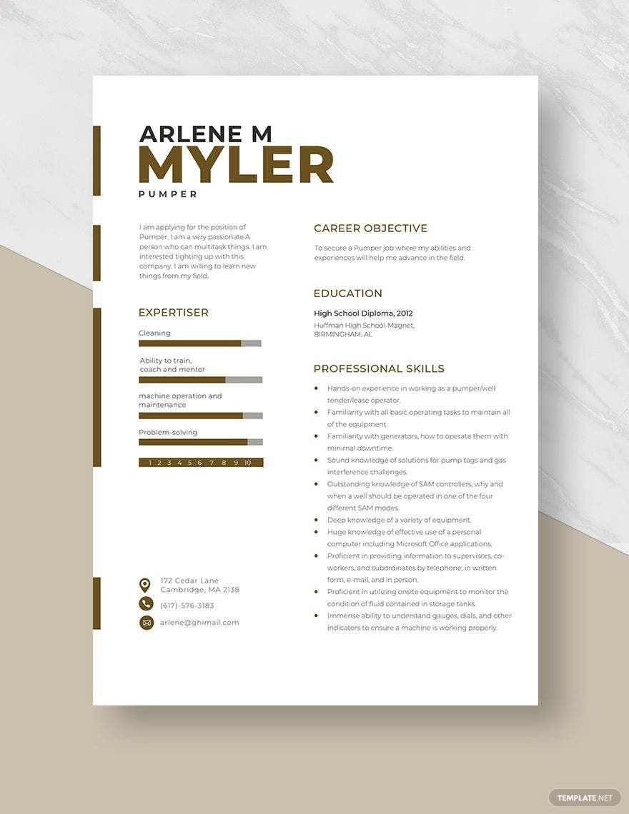 Pumper Resume in Word, Apple Pages