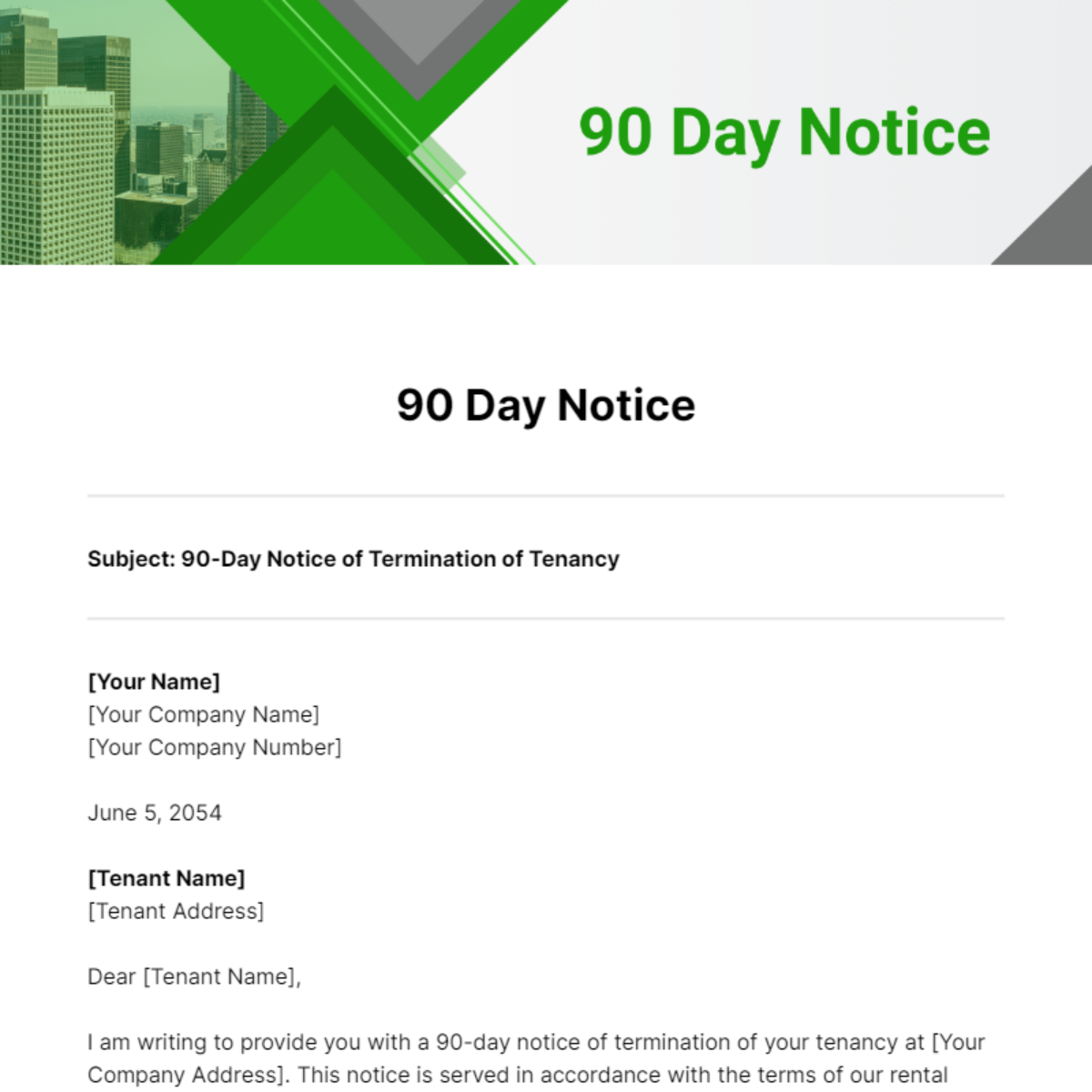 90 Day Notice Template - Edit Online & Download