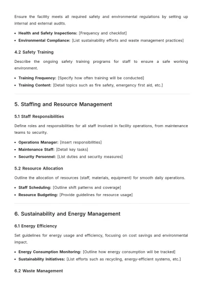 Free Format Operations Facility Management Plan Template to Edit Online