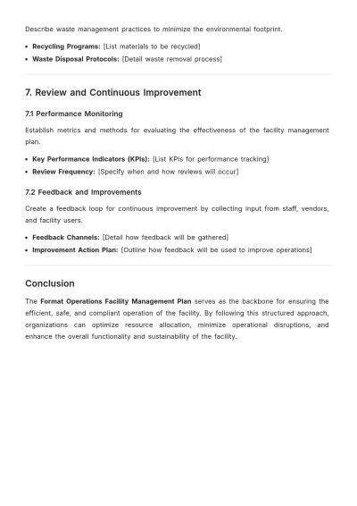 Free Format Operations Facility Management Plan Template to Edit Online