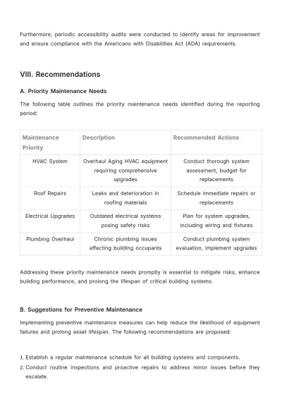 Free Operations Building Maintenance Report Template to Edit Online
