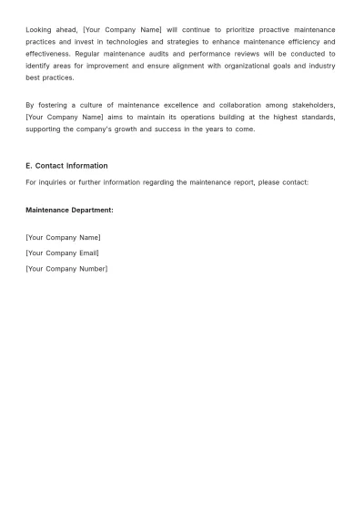 Free Operations Building Maintenance Report Template to Edit Online