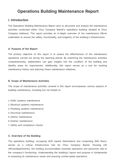 Free Operations Building Maintenance Report Template to Edit Online