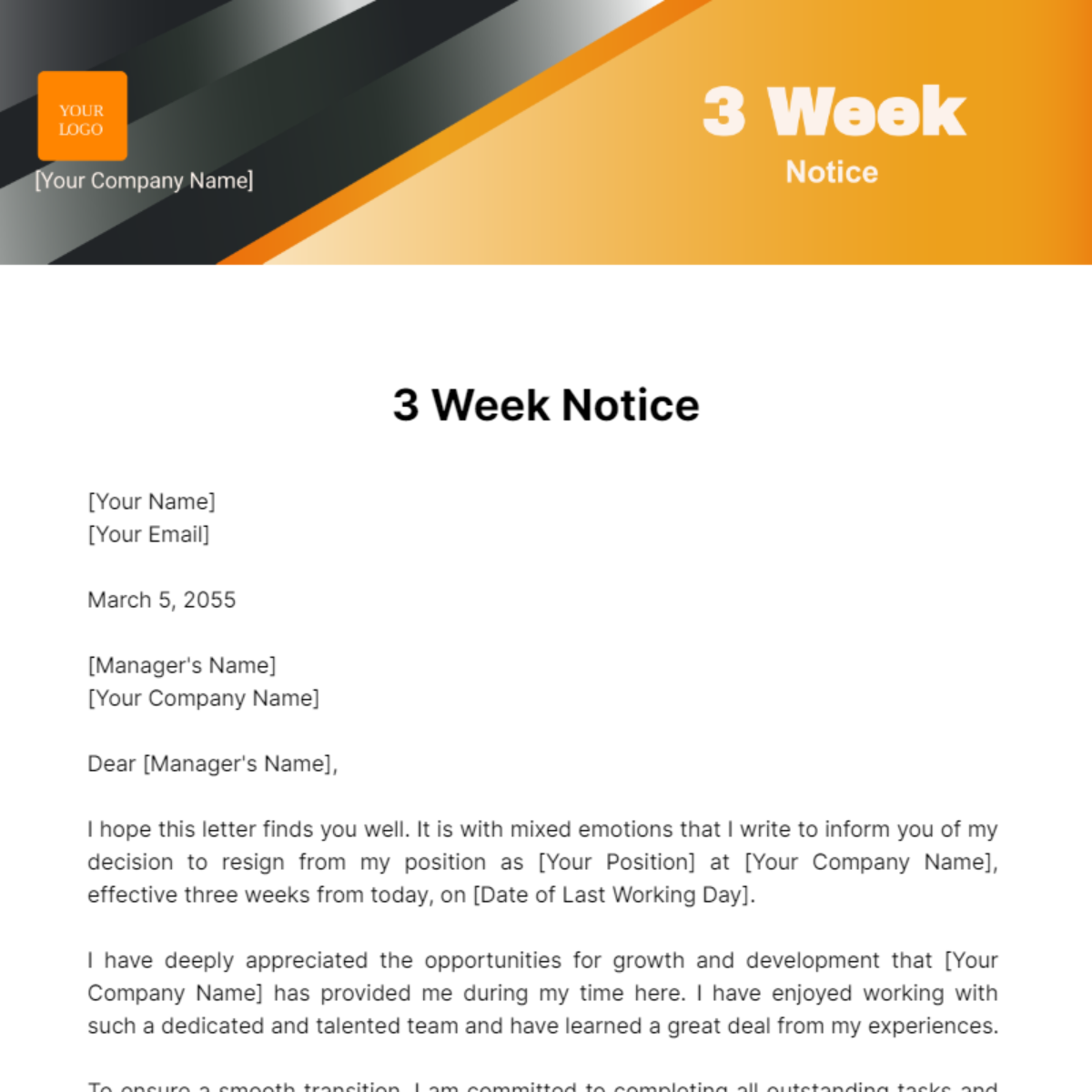 3 Week Notice Template - Edit Online & Download