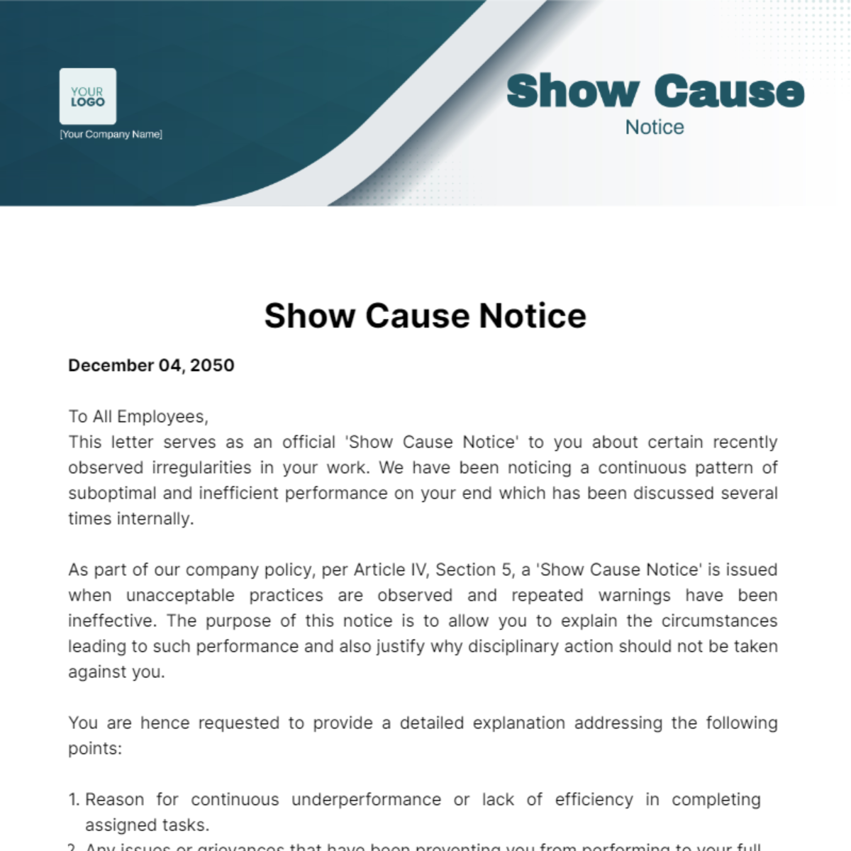 Show Cause Notice Template - Edit Online & Download