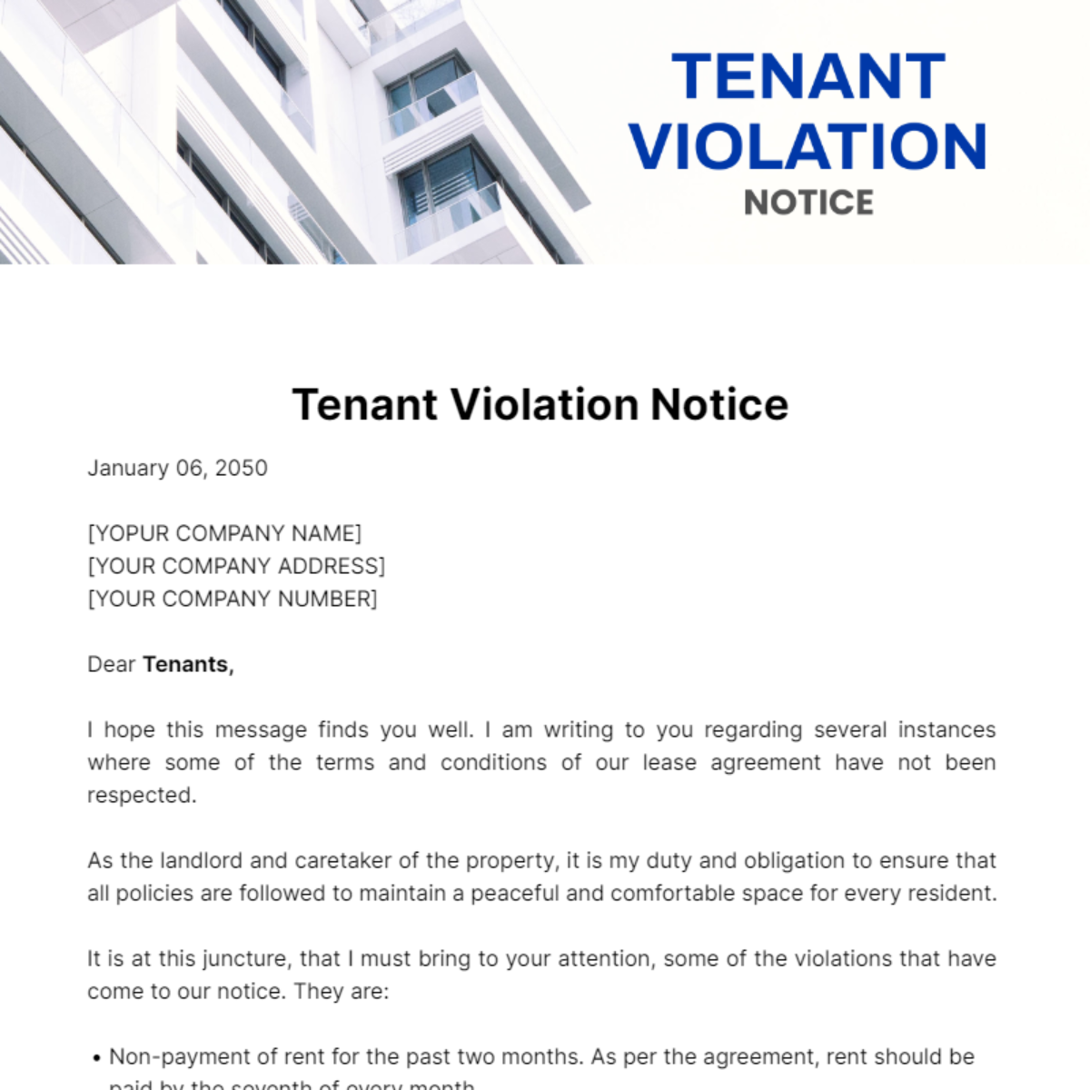 Tenant Violation Notice Template - Edit Online & Download