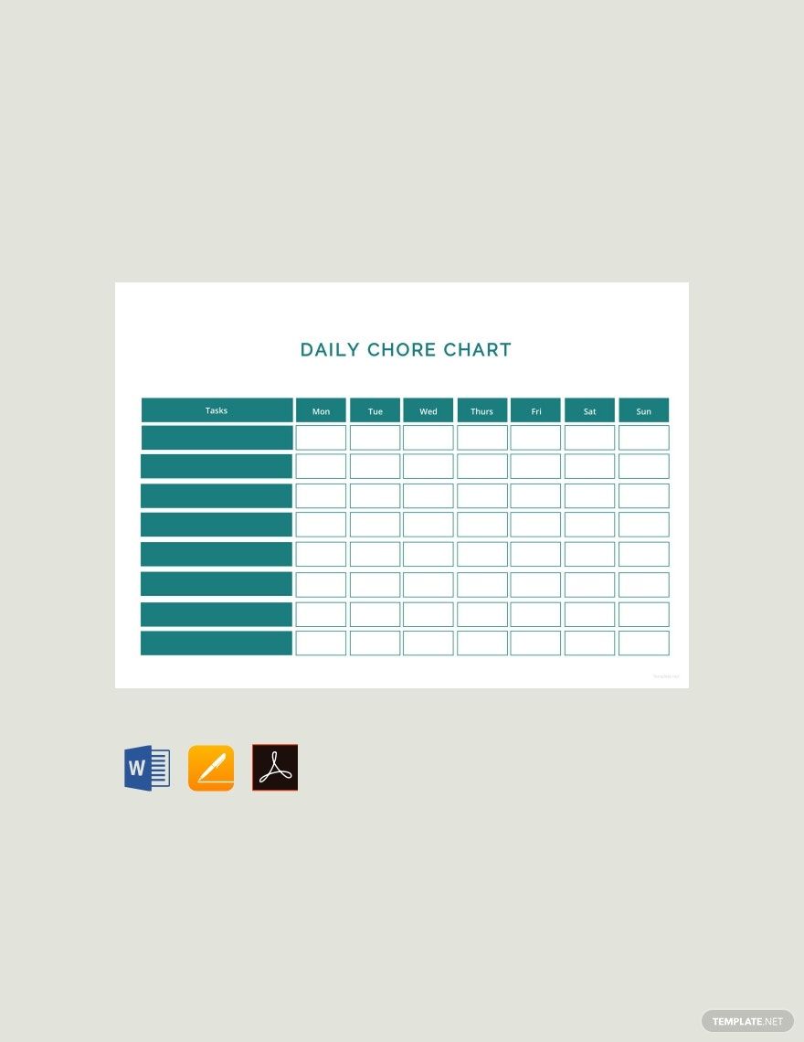 Daily Chore Chart Template Google Docs Word Apple Pages PDF 