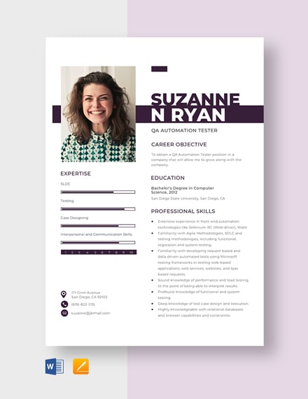 FREE QA Resume Template - Download in Word, Apple Pages | Template.net