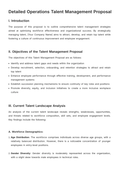 Free Detailed Operations Talent Management Proposal Template to Edit Online