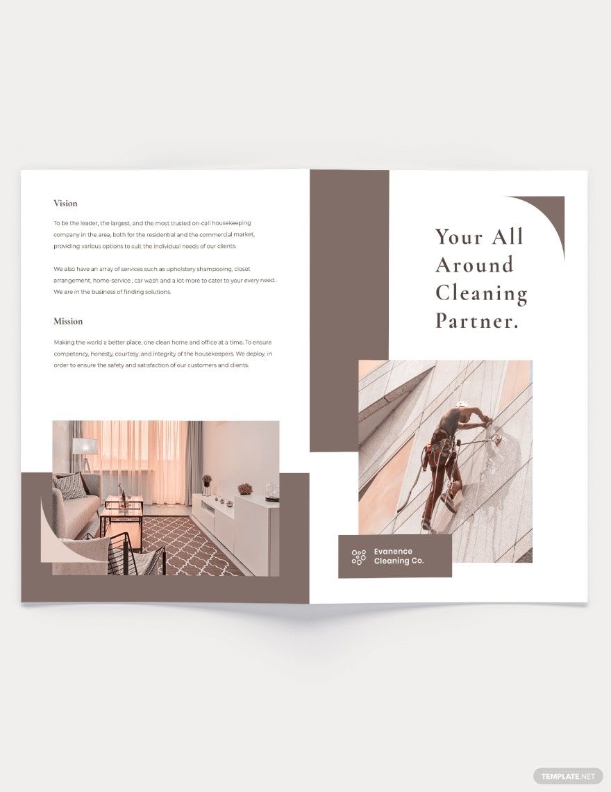 Sample Cleaning Bi-Fold Brochure Template