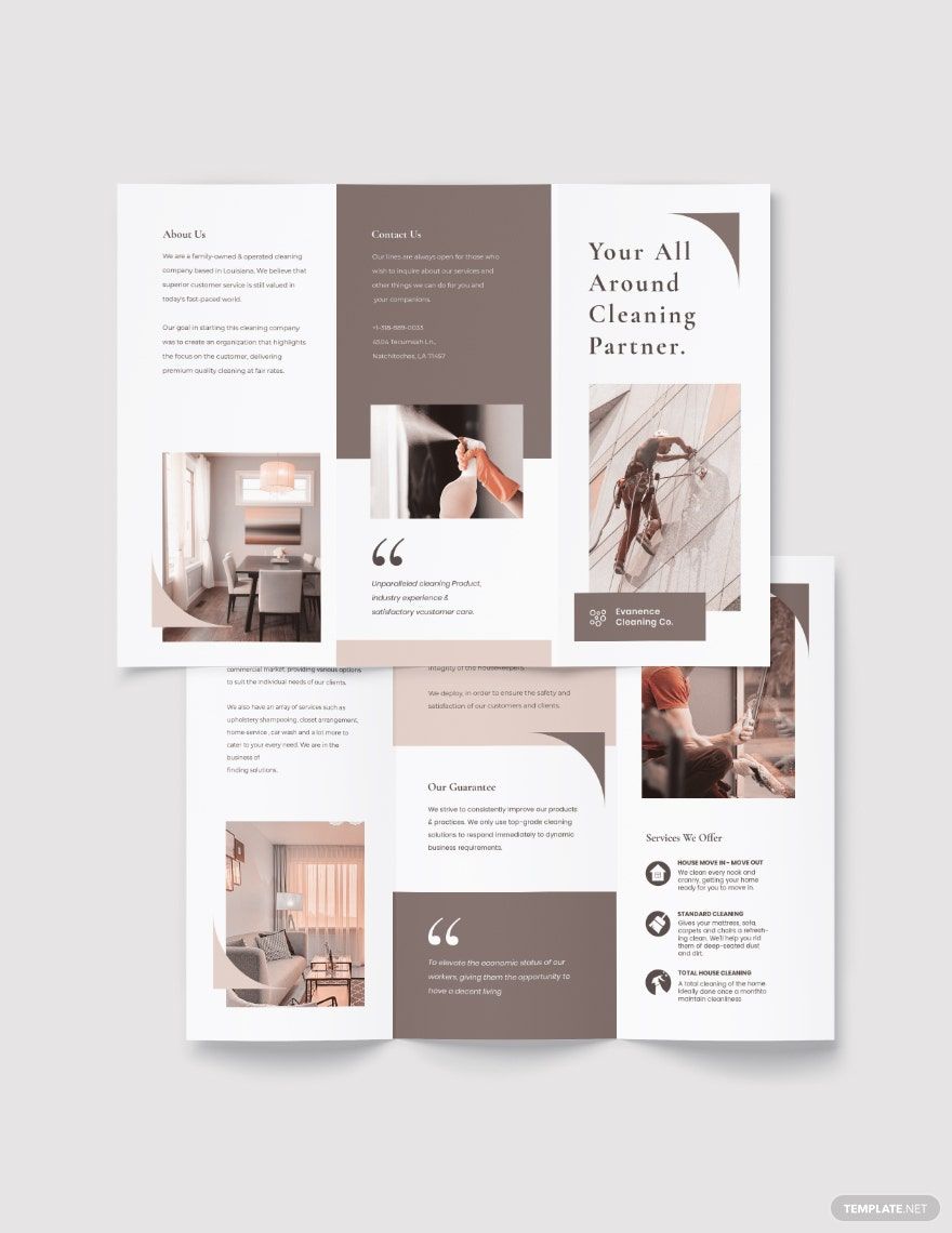 Sample Cleaning Tri-Fold Brochure Template