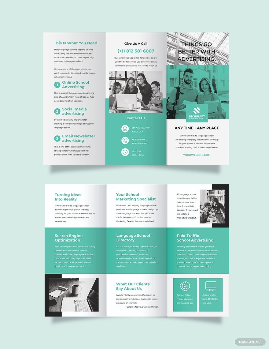 School Advertising Tri-Fold Brochure Template in Word, Google Docs, PSD, Apple Pages, Publisher