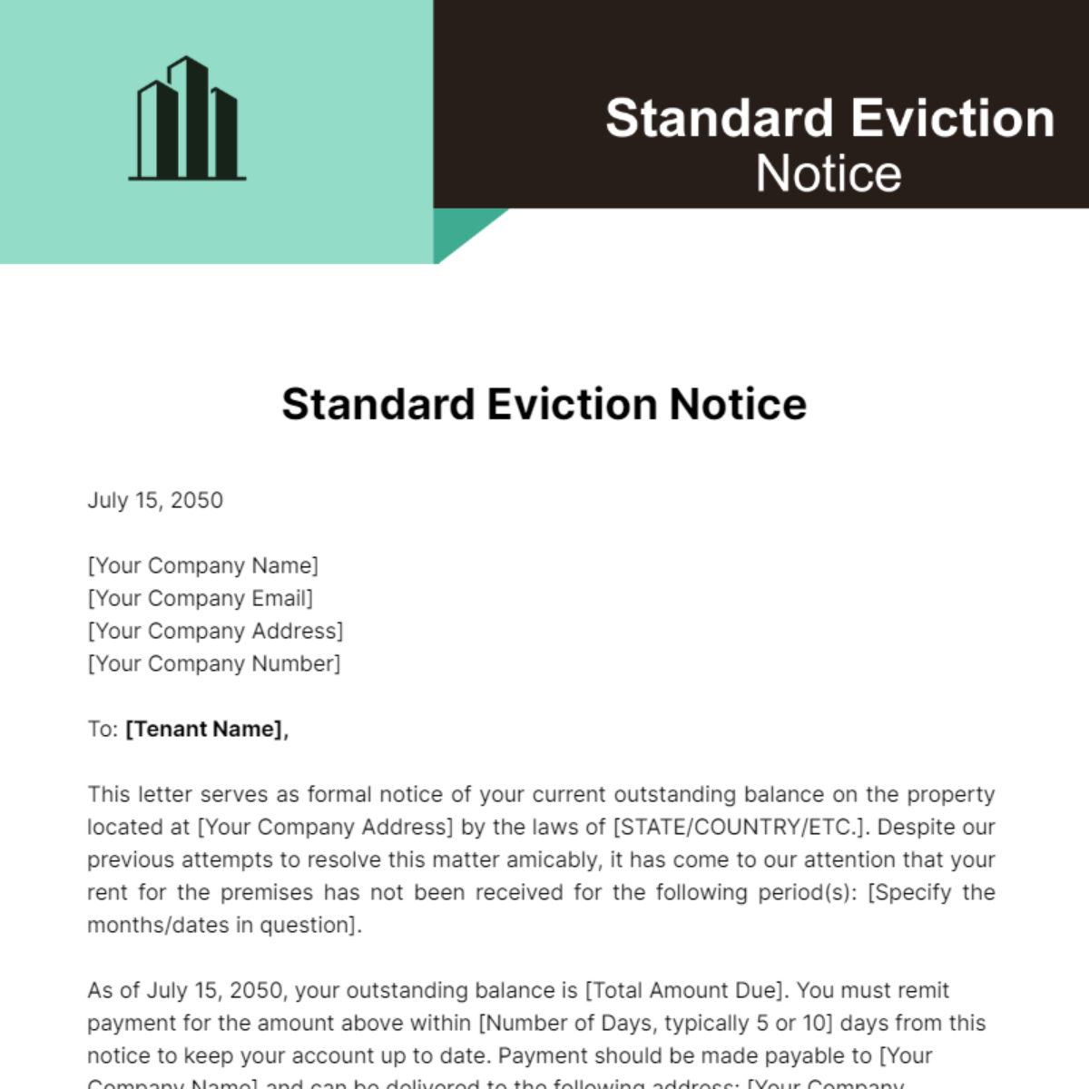 Standard Eviction Notice Template - Edit Online & Download