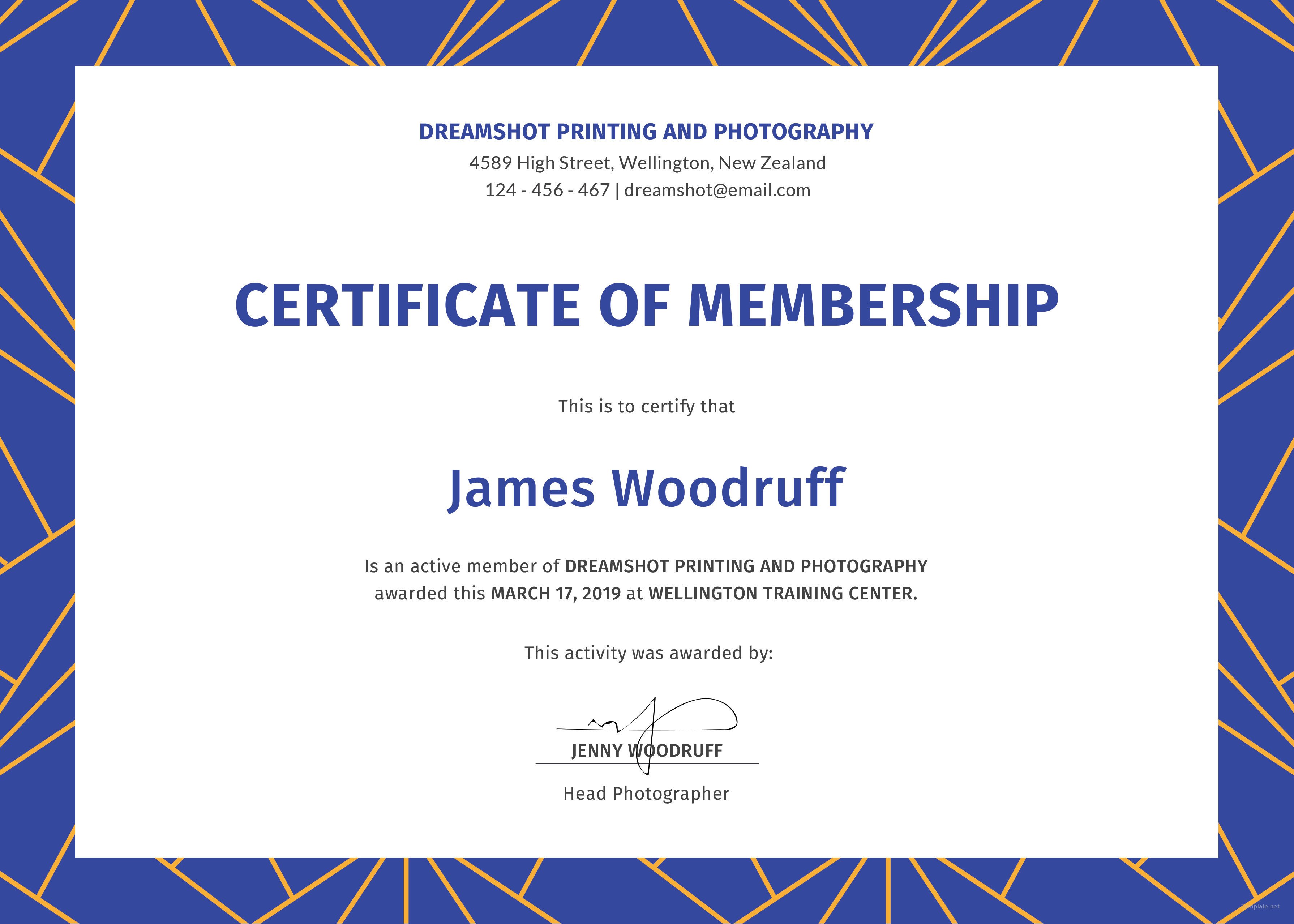 Free Membership Certificate Template in PSD, MS Word, Publisher
