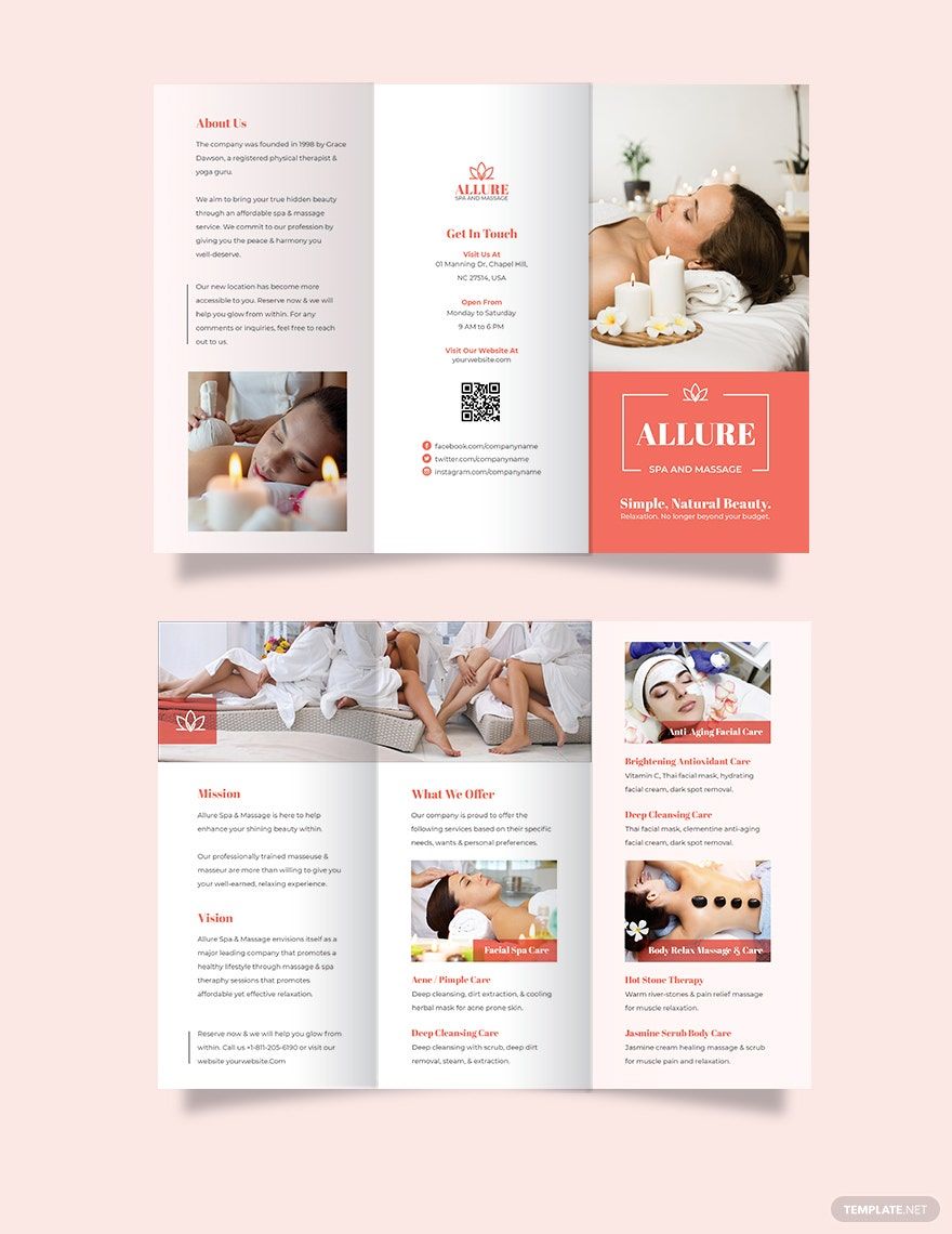 Spa Massage Tri-fold Brochure Template